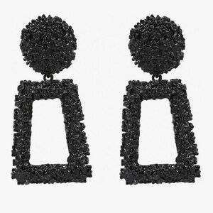 Elegant Black Rose  Textured Earrings